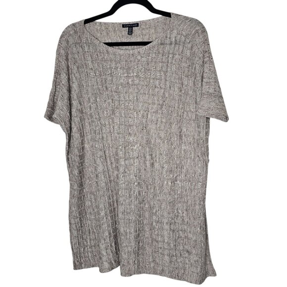 Eileen Fisher XS Brown Organic Linen Cotton Tunic Top Sustainable Lagenlook - Picture 1 of 5